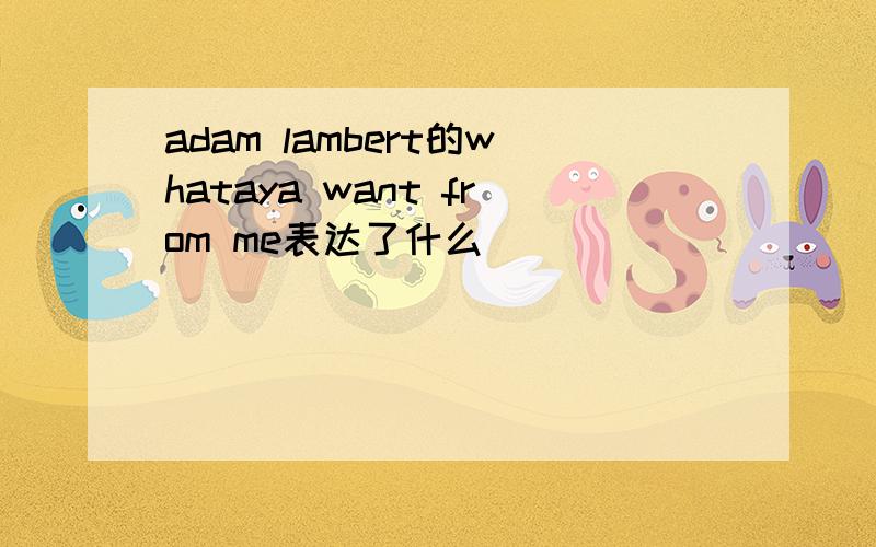 adam lambert的whataya want from me表达了什么