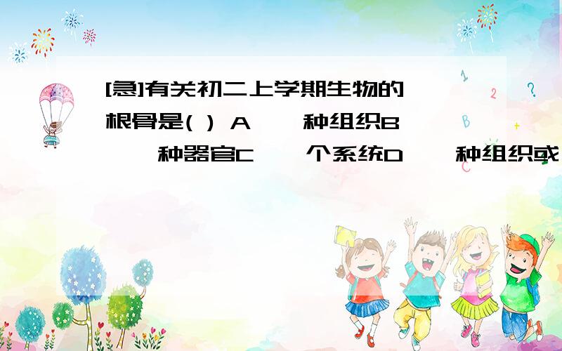 [急]有关初二上学期生物的一根骨是( ) A、一种组织B、一种器官C、一个系统D、一种组织或一个系统