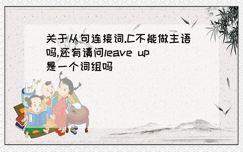 关于从句连接词.C不能做主语吗,还有请问leave up是一个词组吗