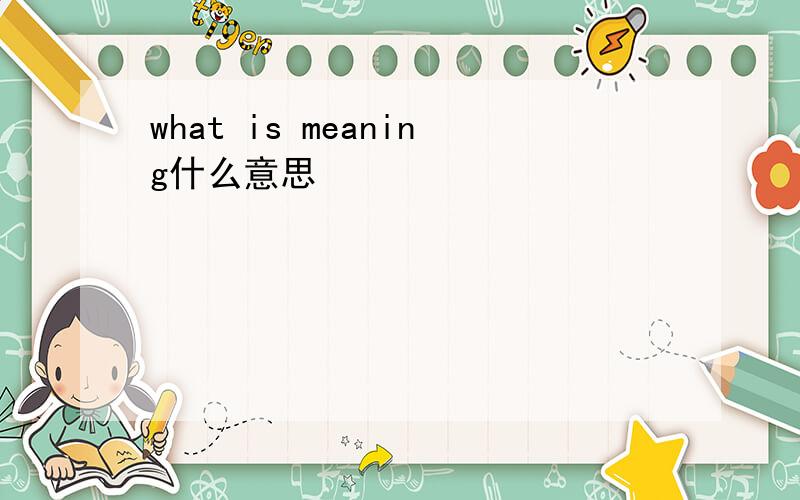 what is meaning什么意思