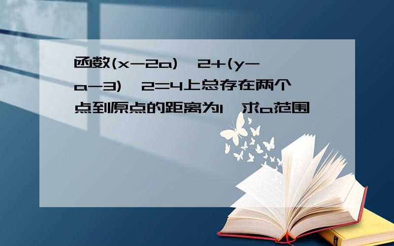 函数(x-2a)^2+(y-a-3)^2=4上总存在两个点到原点的距离为1,求a范围