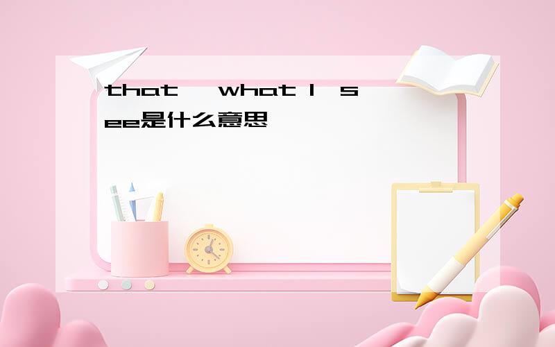 that 'what I'see是什么意思