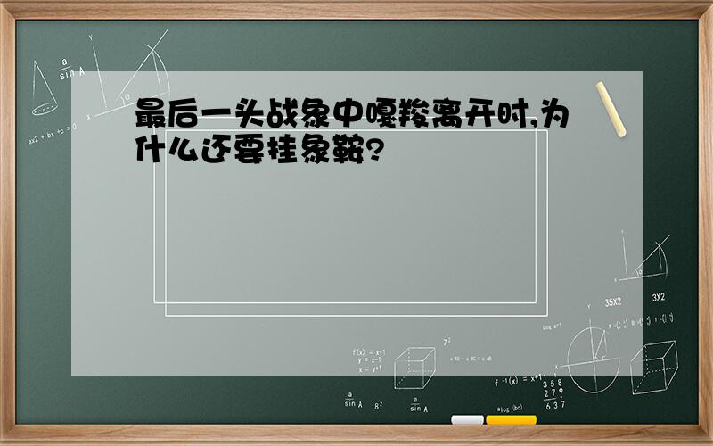 最后一头战象中嘎羧离开时,为什么还要挂象鞍?