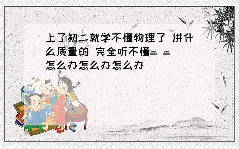 上了初二就学不懂物理了 讲什么质量的 完全听不懂= = 怎么办怎么办怎么办