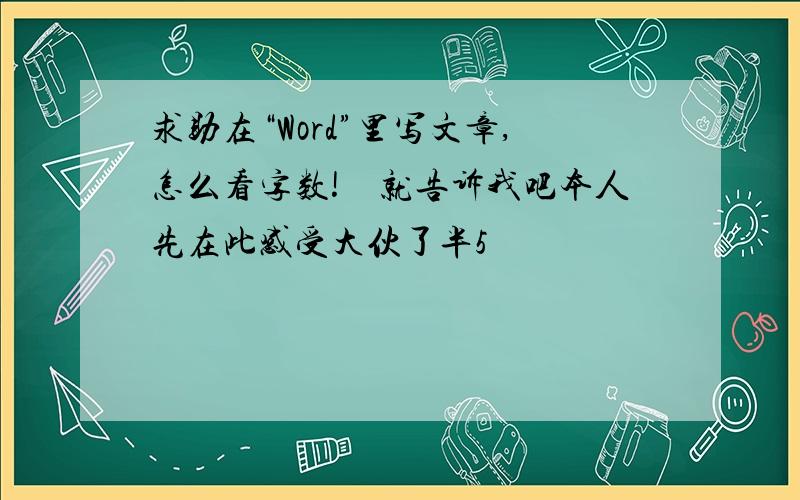 求助在“Word”里写文章,怎么看字数!　就告诉我吧本人先在此感受大伙了半5