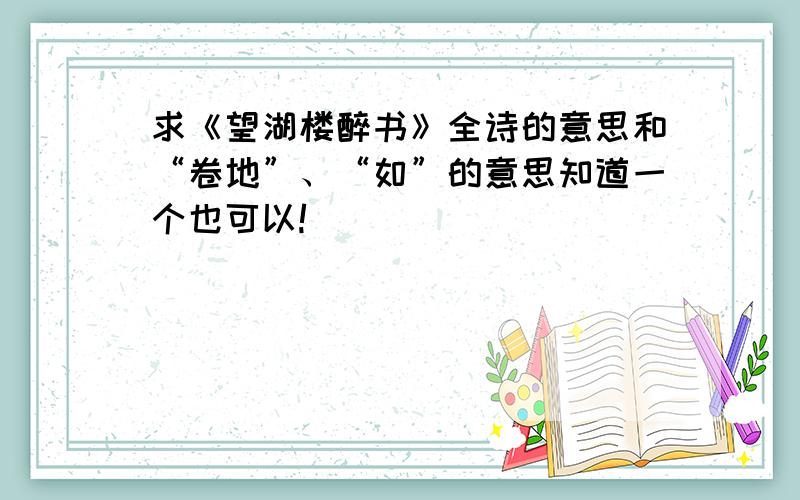 求《望湖楼醉书》全诗的意思和“卷地”、“如”的意思知道一个也可以!