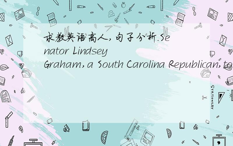 求教英语高人,句子分析.Senator Lindsey Graham,a South Carolina Republican,told ABC'sThis Week the stimulus bill failed the bipartisanship test.句子背景,关于奥巴马强行通过经济刺激法案,没得到共和党的支持,下面这