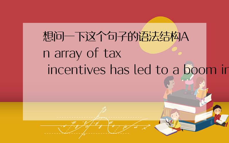 想问一下这个句子的语法结构An array of tax incentives has led to a boom in the construction of new office buildings; so abundant has capital been for commercial real estate that investors regularly scour the country for areas in which to