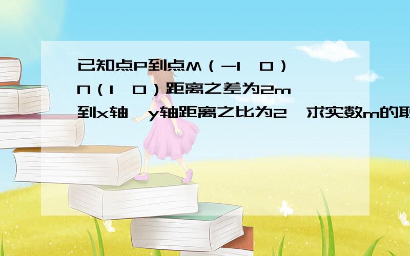 已知点P到点M（-1,0）,N（1,0）距离之差为2m,到x轴、y轴距离之比为2,求实数m的取值范围.能不能用有关双曲线的知识解答