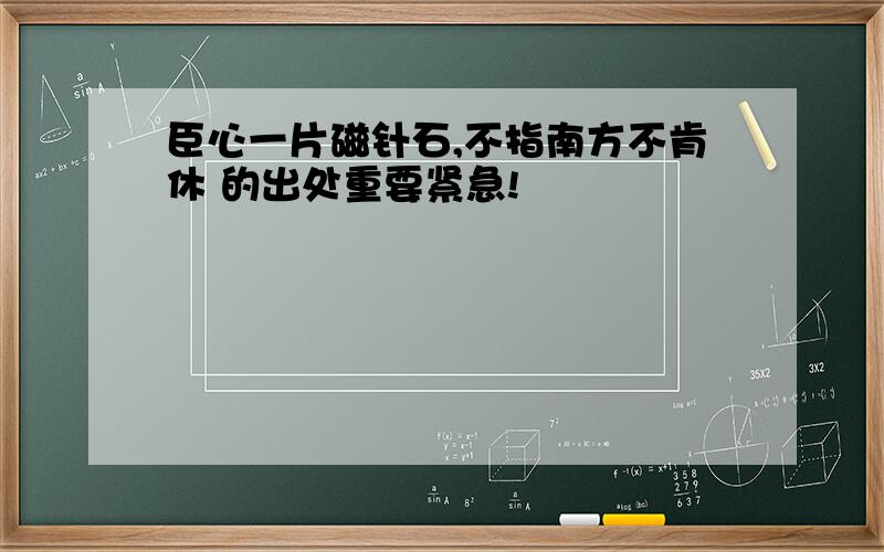 臣心一片磁针石,不指南方不肯休 的出处重要紧急!