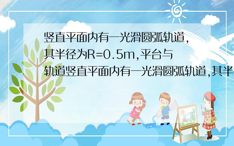 竖直平面内有一光滑圆弧轨道,其半径为R=0.5m,平台与轨道竖直平面内有一光滑圆弧轨道,其半径为R=0.5m,平台与轨道的最高点等高.一质量m=0.8kg的小球从平台边缘的A处水平射出,恰能沿圆弧轨道