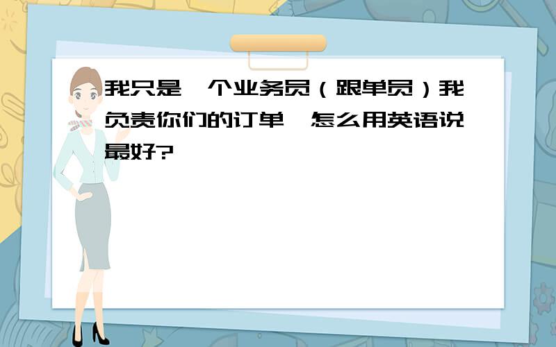 我只是一个业务员（跟单员）我负责你们的订单,怎么用英语说最好?