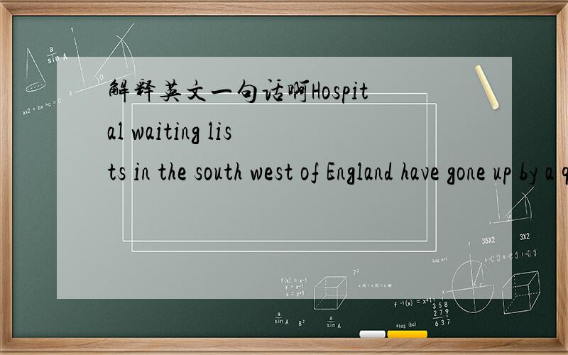 解释英文一句话啊Hospital waiting lists in the south west of England have gone up by a quarter in the past five years.这句怎么翻译啊 这里的BY是怎么用法的?