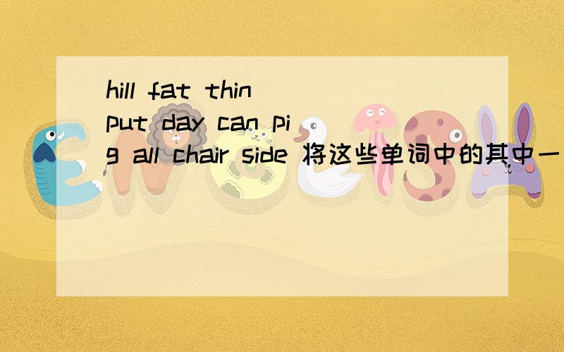 hill fat thin put day can pig all chair side 将这些单词中的其中一个字母给变成其他字母,使原来的单词变成另外一个单词,并写出中文意思.