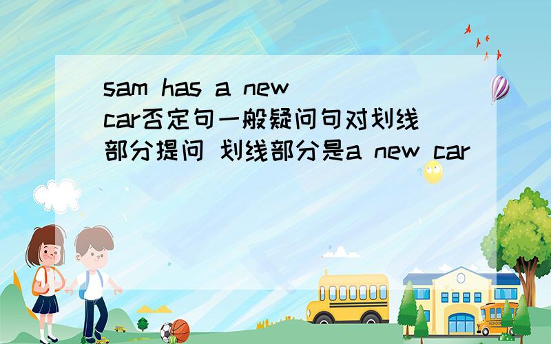 sam has a new car否定句一般疑问句对划线部分提问 划线部分是a new car