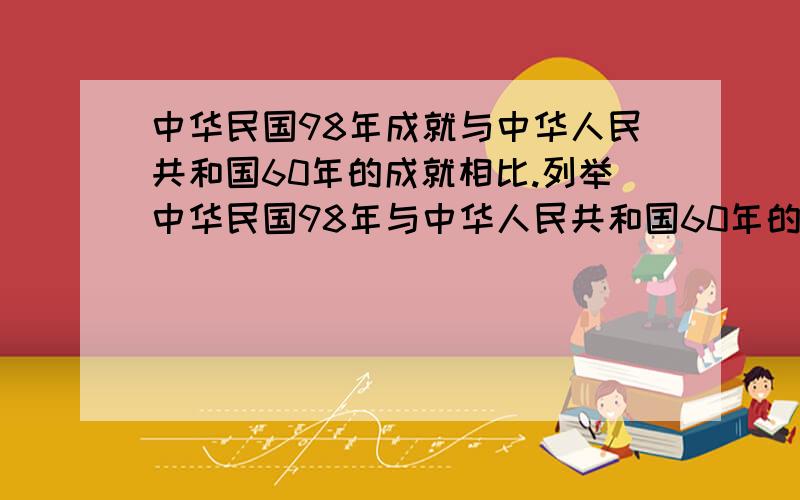 中华民国98年成就与中华人民共和国60年的成就相比.列举中华民国98年与中华人民共和国60年的成就!