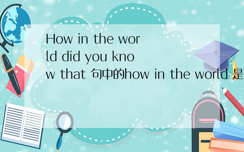 How in the world did you know that 句中的how in the world 是不是一种常用形式?