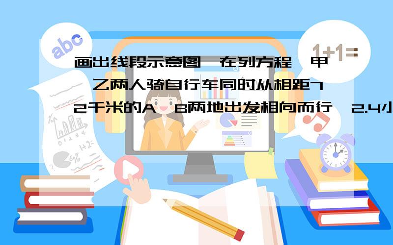 画出线段示意图,在列方程,甲、乙两人骑自行车同时从相距72千米的A、B两地出发相向而行,2.4小时后两人相遇.已知甲的速度是乙的速度的2倍,求甲的速度,