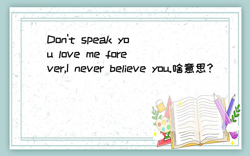Don't speak you love me forever,I never believe you.啥意思?
