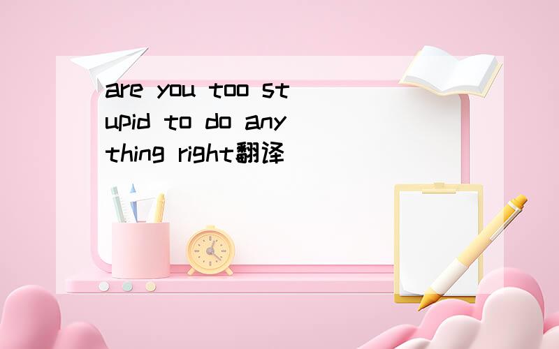 are you too stupid to do anything right翻译