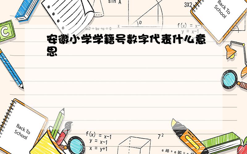 安徽小学学籍号数字代表什么意思