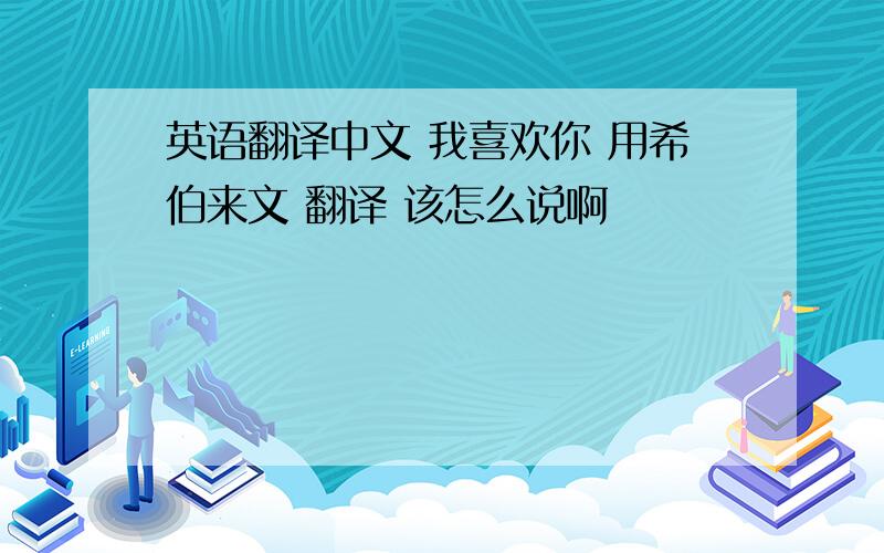 英语翻译中文 我喜欢你 用希伯来文 翻译 该怎么说啊