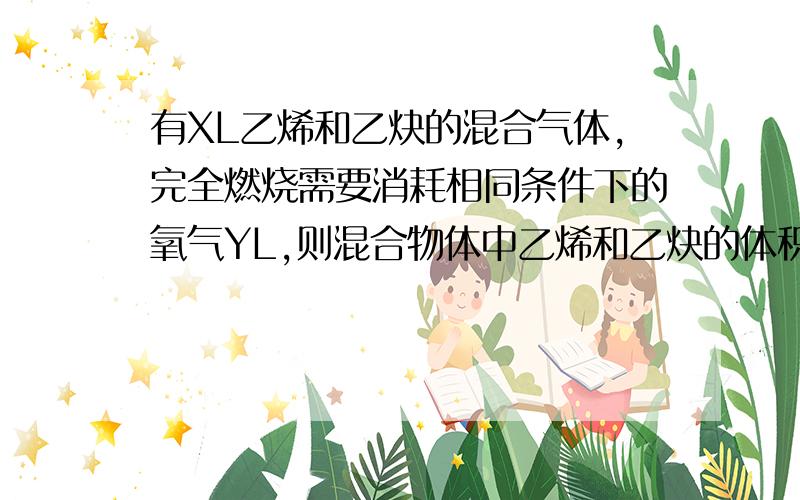 有XL乙烯和乙炔的混合气体,完全燃烧需要消耗相同条件下的氧气YL,则混合物体中乙烯和乙炔的体积比为