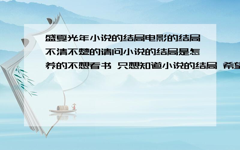 盛夏光年小说的结局电影的结局不清不楚的请问小说的结局是怎养的不想看书 只想知道小说的结局 希望能详细点