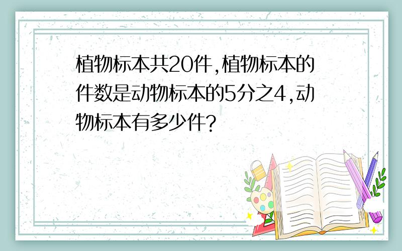 植物标本共20件,植物标本的件数是动物标本的5分之4,动物标本有多少件?