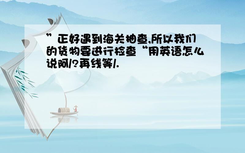 ”正好遇到海关抽查,所以我们的货物要进行检查“用英语怎么说阿/?再线等/.