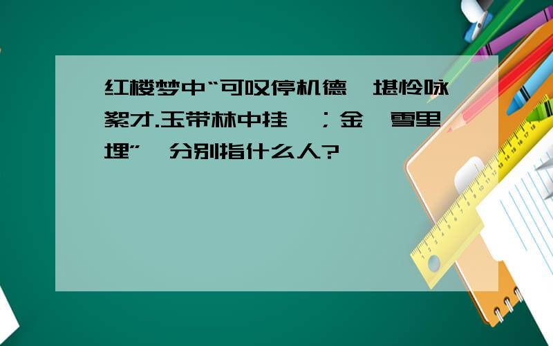 红楼梦中“可叹停机德,堪怜咏絮才.玉带林中挂,；金簪雪里埋”,分别指什么人?