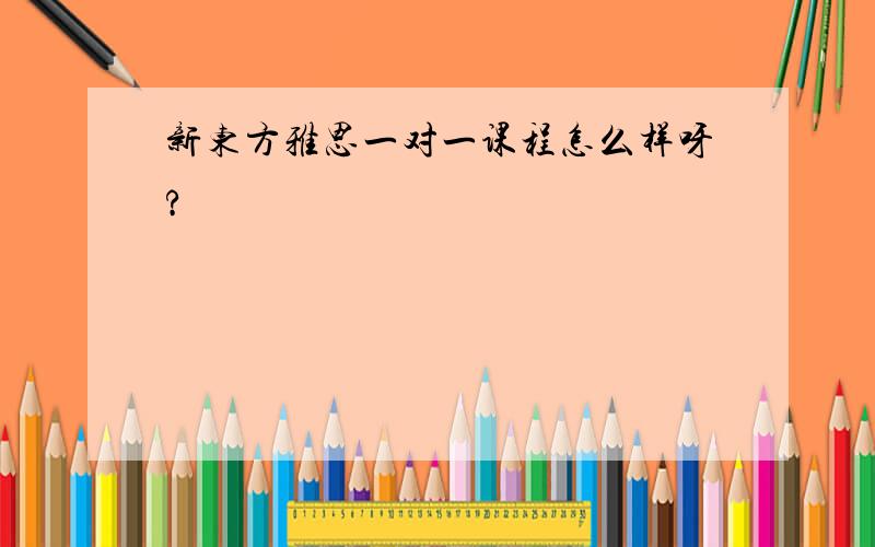 新东方雅思一对一课程怎么样呀?