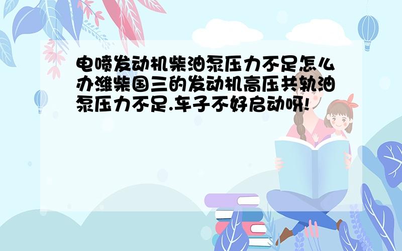 电喷发动机柴油泵压力不足怎么办潍柴国三的发动机高压共轨油泵压力不足.车子不好启动呀!