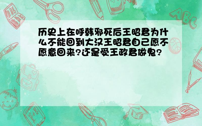 历史上在呼韩邪死后王昭君为什么不能回到大汉王昭君自己愿不愿意回来?还是受王政君做鬼?