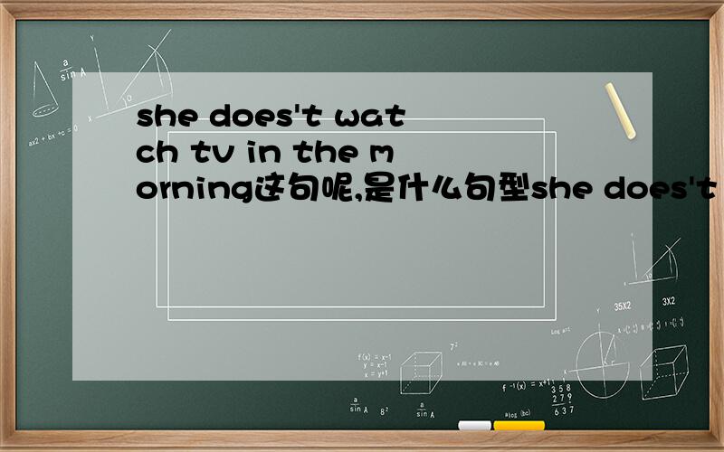 she does't watch tv in the morning这句呢,是什么句型she does't watch tv in  the morning这句呢,是什么句型