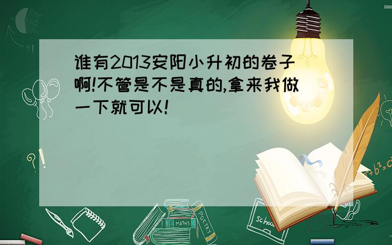 谁有2013安阳小升初的卷子啊!不管是不是真的,拿来我做一下就可以!