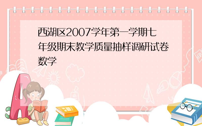 西湖区2007学年第一学期七年级期末教学质量抽样调研试卷数学