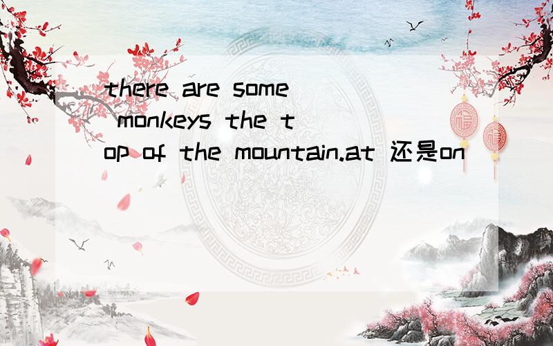 there are some monkeys the top of the mountain.at 还是on