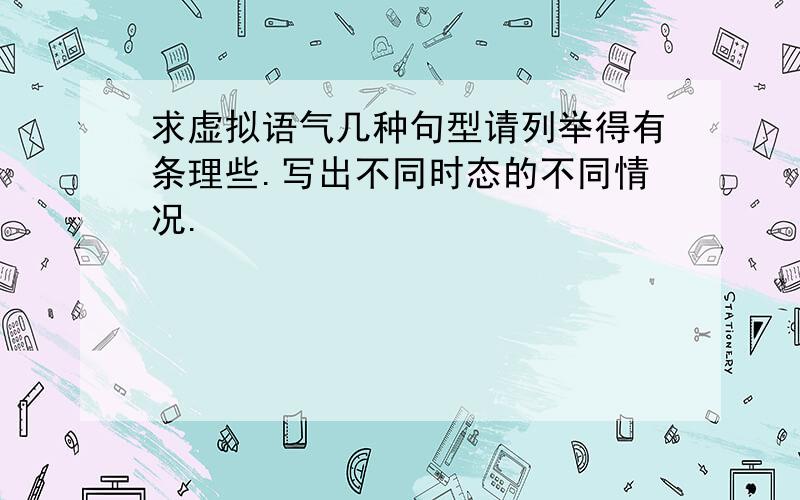 求虚拟语气几种句型请列举得有条理些.写出不同时态的不同情况.