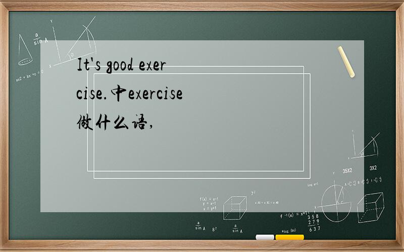 It's good exercise.中exercise做什么语,