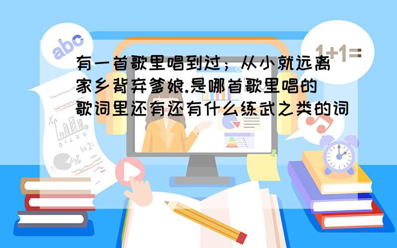 有一首歌里唱到过；从小就远离家乡背弃爹娘.是哪首歌里唱的歌词里还有还有什么练武之类的词