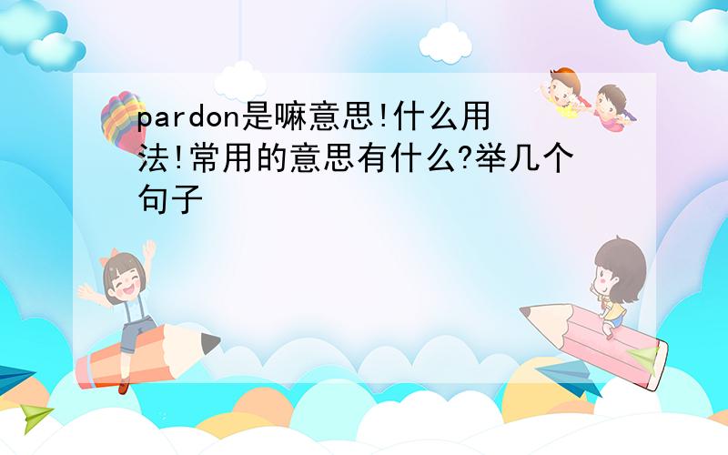 pardon是嘛意思!什么用法!常用的意思有什么?举几个句子