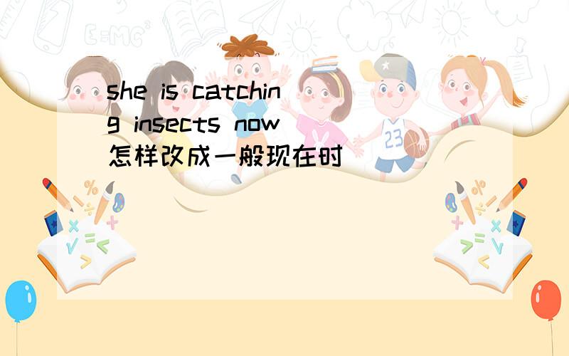 she is catching insects now 怎样改成一般现在时