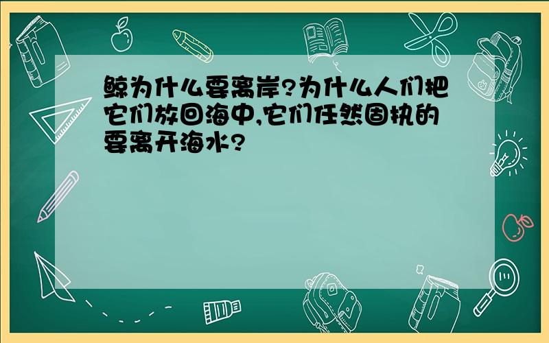 鲸为什么要离岸?为什么人们把它们放回海中,它们任然固执的要离开海水?