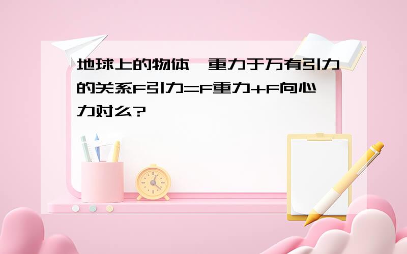 地球上的物体,重力于万有引力的关系F引力=F重力+F向心力对么?