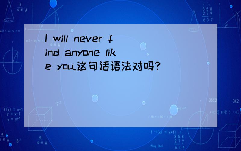 I will never find anyone like you.这句话语法对吗?