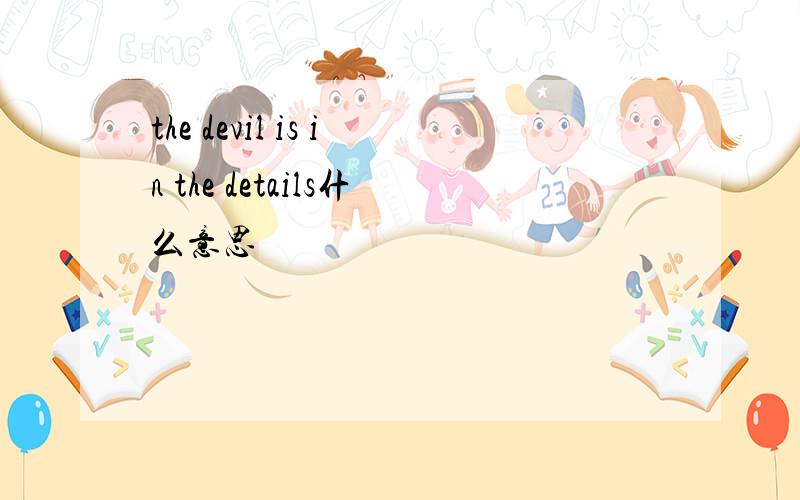 the devil is in the details什么意思