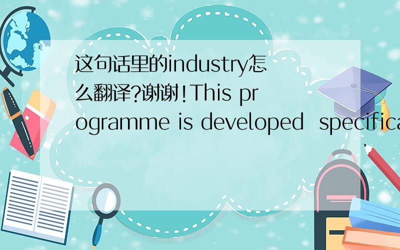 这句话里的industry怎么翻译?谢谢!This programme is developed  specifically  for  industry.