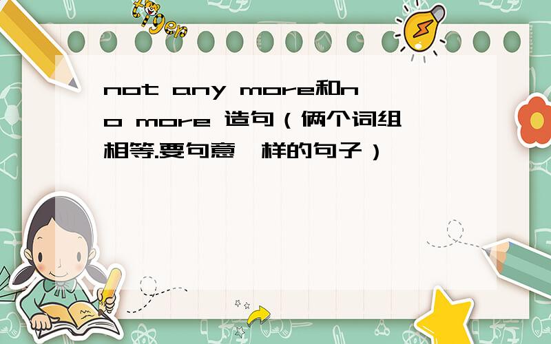 not any more和no more 造句（俩个词组相等.要句意一样的句子）