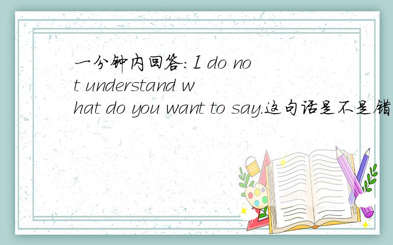 一分钟内回答：I do not understand what do you want to say.这句话是不是错的~